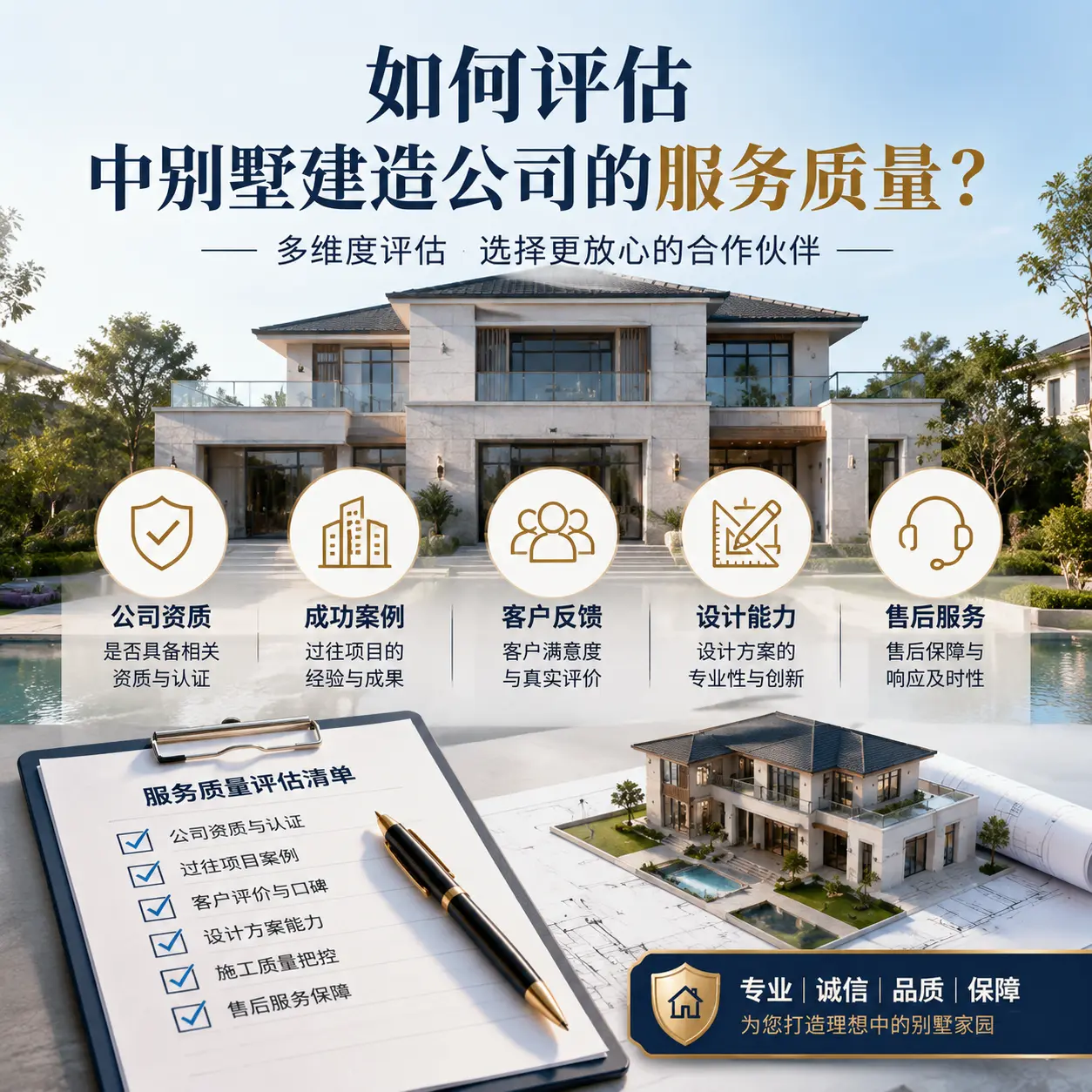 如何评估 玉屏 中别墅建造公司的服务质量？